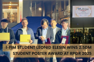 Leonid Elesin (second from left) receiving the 2.5DM Student Poster Award at RPGR 2025.